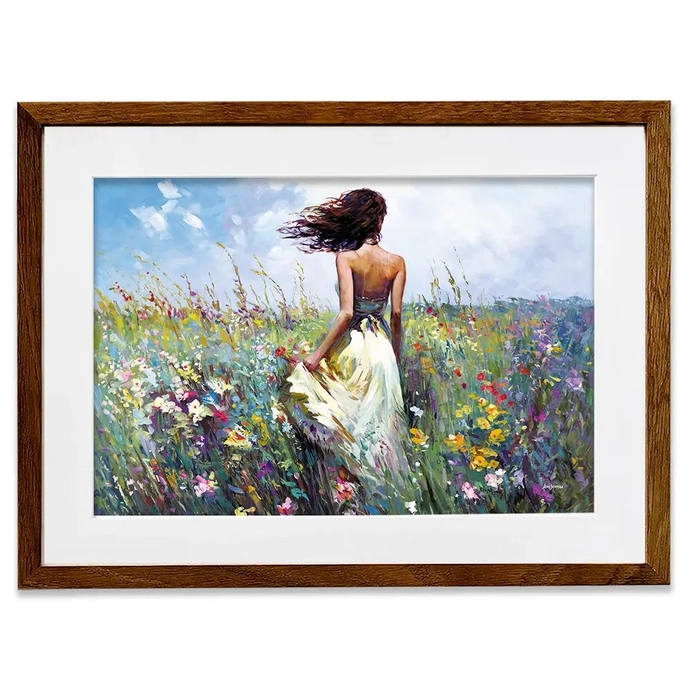 The Lady And The Wildflowers Framed Art Print The Lady And The Wildflowers Framed Art Print wall art product Leon Devenice