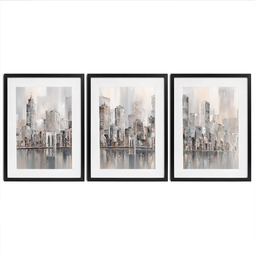 The New York Skyline Framed Art Print Trio The New York Skyline Framed Art Print Trio wall art product Isabella Karolewicz