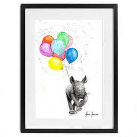The Rhino And The Balloons Framed Art Print The Rhino And The Balloons Framed Art Print wall art product Ashvin Harrison