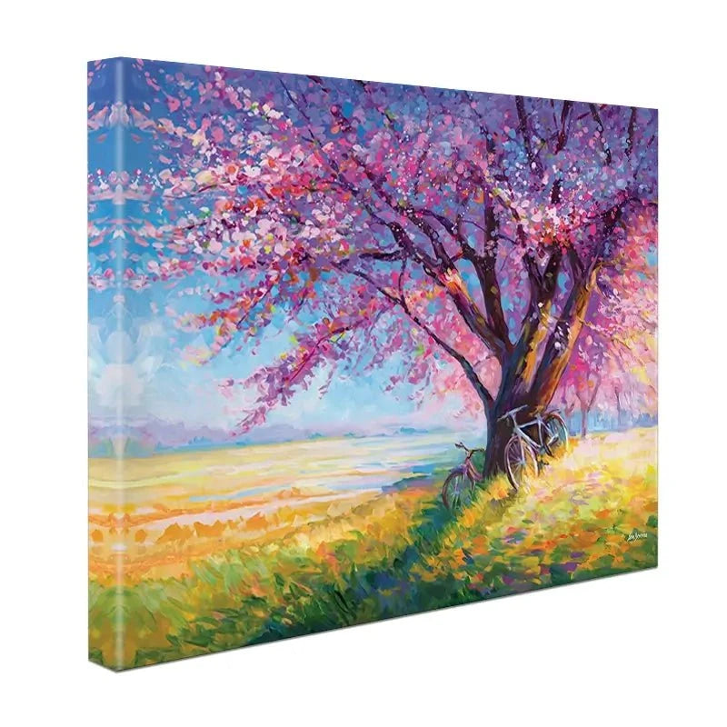 The Sweet Romance Of Cherry Blossom Trees Canvas Print The Sweet Romance Of Cherry Blossom Trees Canvas Print wall art product Leon Devenice