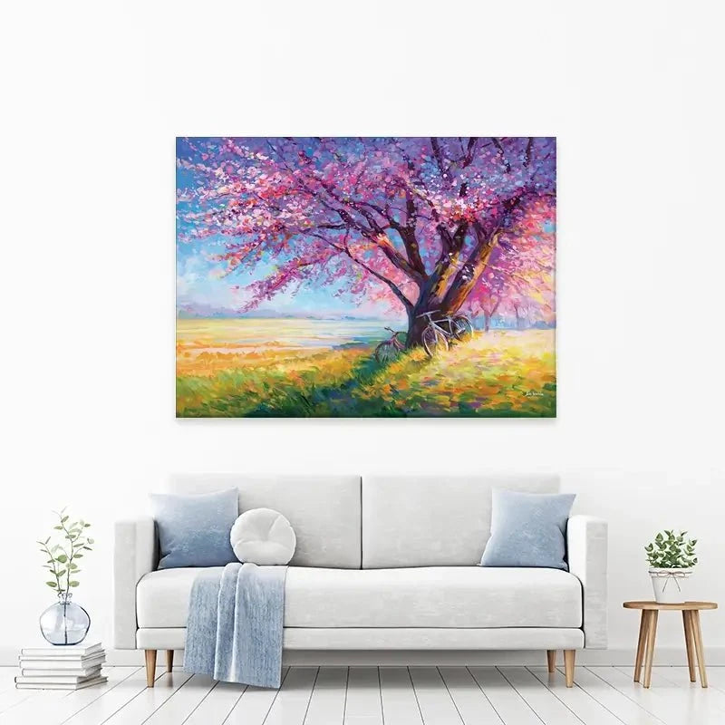 The Sweet Romance Of Cherry Blossom Trees Canvas Print The Sweet Romance Of Cherry Blossom Trees Canvas Print wall art product Leon Devenice