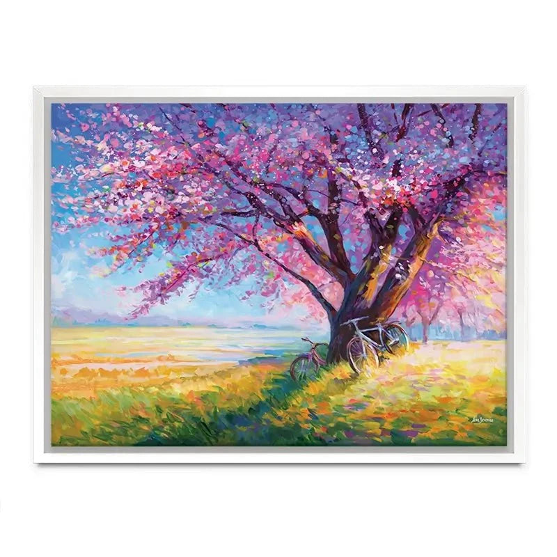 The Sweet Romance Of Cherry Blossom Trees Canvas Print The Sweet Romance Of Cherry Blossom Trees Canvas Print wall art product Leon Devenice