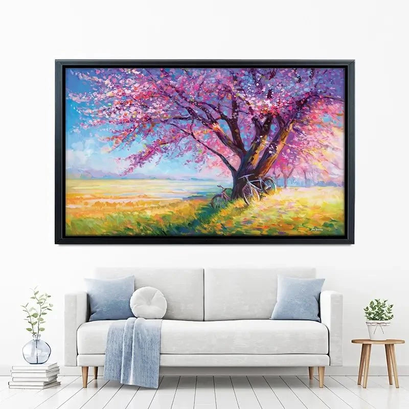 The Sweet Romance Of Cherry Blossom Trees Canvas Print The Sweet Romance Of Cherry Blossom Trees Canvas Print wall art product Leon Devenice