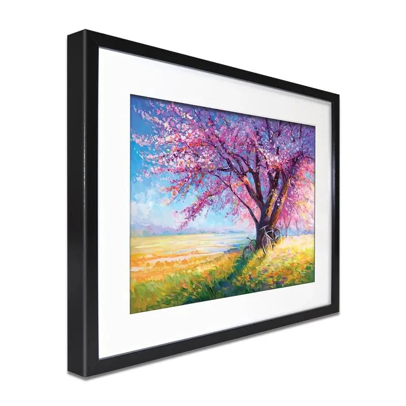 The Sweet Romance Of Cherry Blossom Trees Framed Art Print The Sweet Romance Of Cherry Blossom Trees Framed Art Print wall art product Leon Devenice