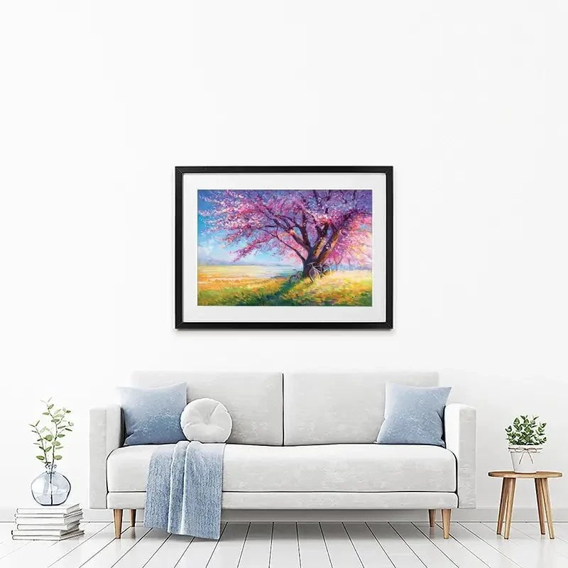 The Sweet Romance Of Cherry Blossom Trees Framed Art Print The Sweet Romance Of Cherry Blossom Trees Framed Art Print wall art product Leon Devenice