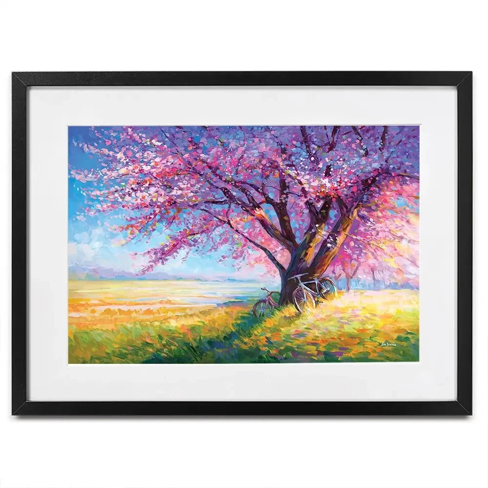 The Sweet Romance Of Cherry Blossom Trees Framed Art Print The Sweet Romance Of Cherry Blossom Trees Framed Art Print wall art product Leon Devenice