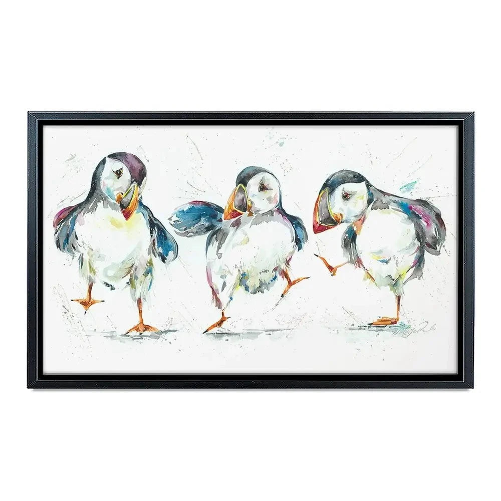 Three Puffins Canvas Print Three Puffins Canvas Print wall art product Nicola Jane Rowles