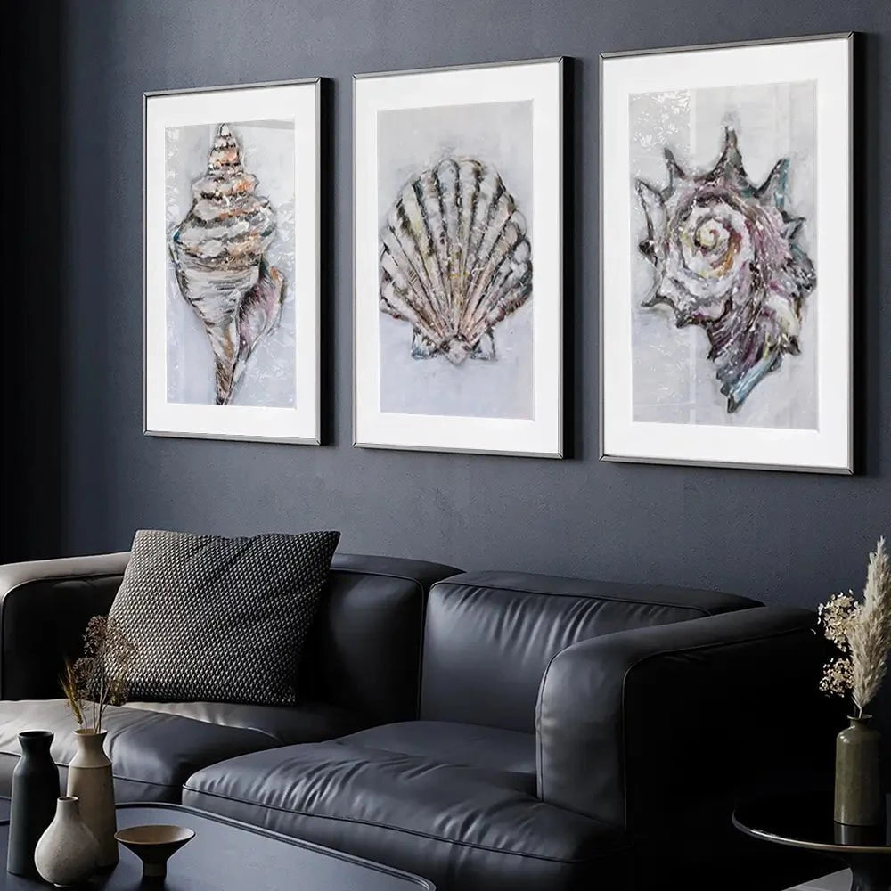 Three Shells Framed Art Print Trio Three Shells Framed Art Print Trio wall art product Nicola Jane Rowles