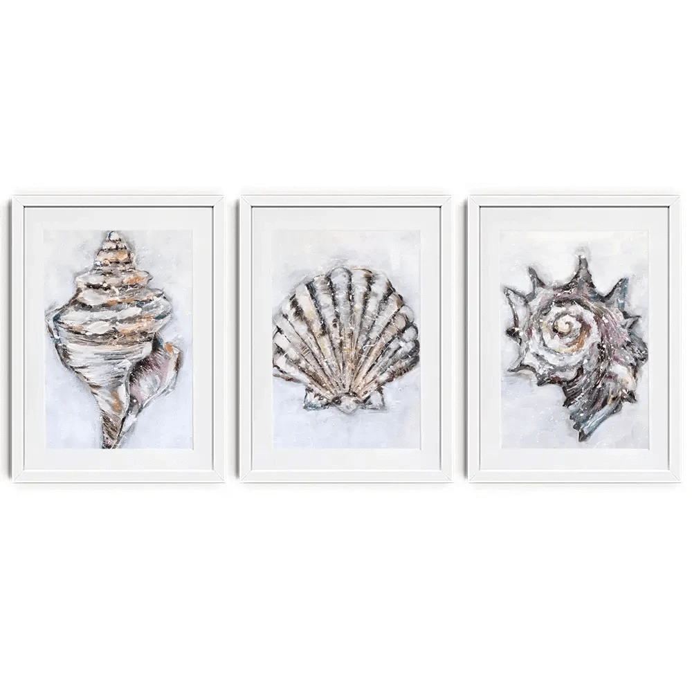 Three Shells Framed Art Print Trio Three Shells Framed Art Print Trio wall art product Nicola Jane Rowles
