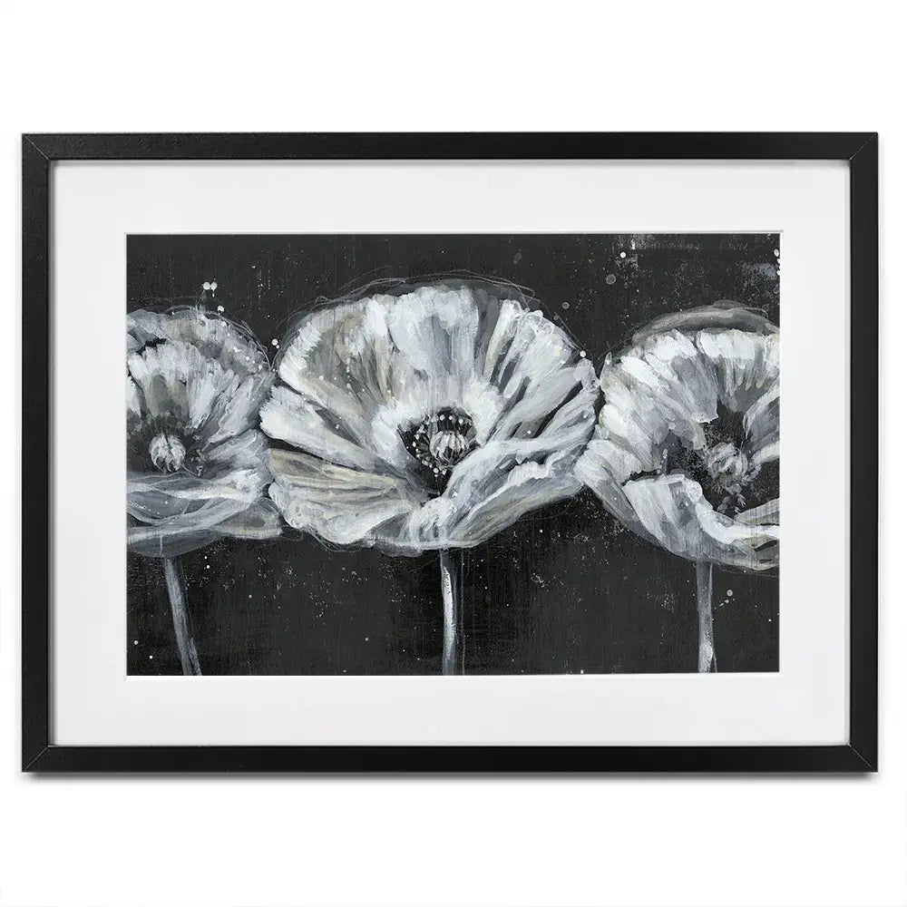 Three White Flowers Framed Art Print Three White Flowers Framed Art Print wall art product Jennifer Goldberger