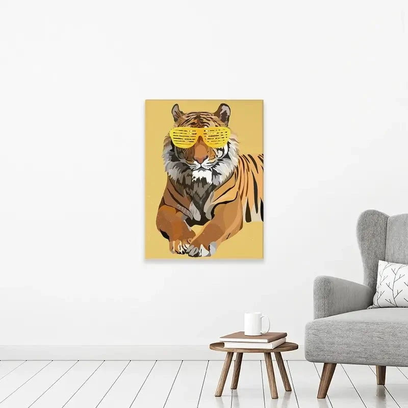 Tiger In Yellow Portrait Canvas Print Tiger In Yellow Portrait Canvas Print wall art product Sarah Manovski