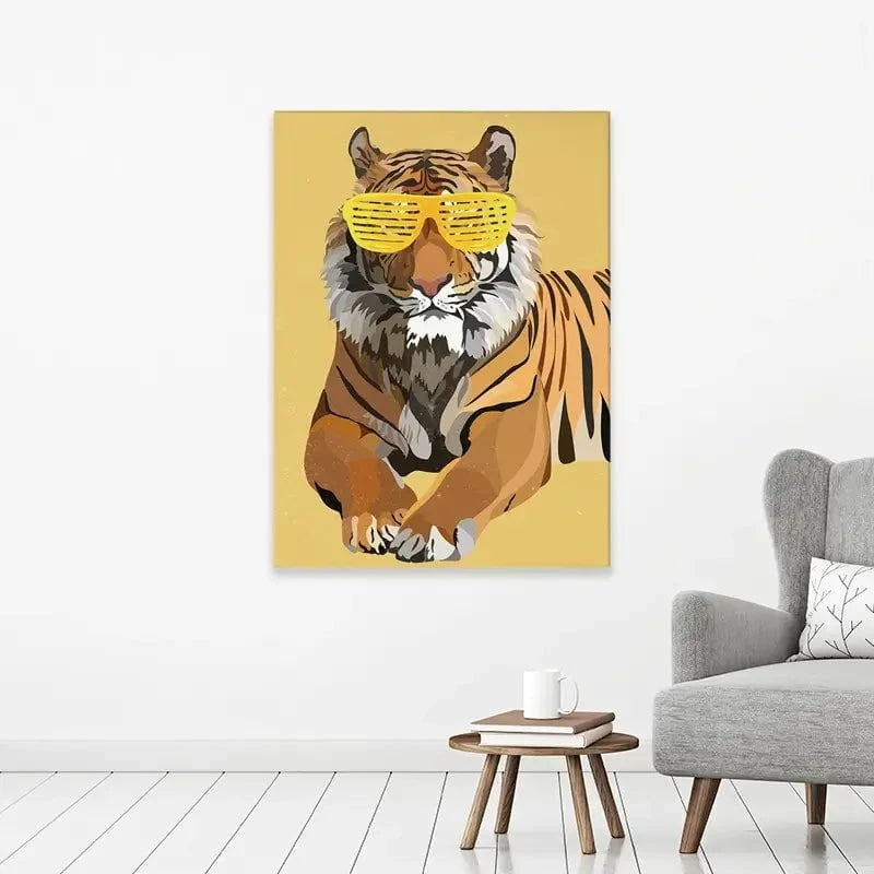 Tiger In Yellow Portrait Canvas Print Tiger In Yellow Portrait Canvas Print wall art product Sarah Manovski