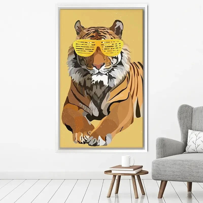 Tiger In Yellow Portrait Canvas Print Tiger In Yellow Portrait Canvas Print wall art product Sarah Manovski