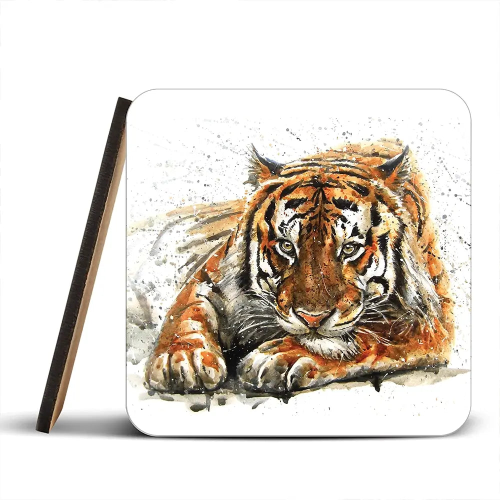Tiger Paint Splash Coaster Set Tiger Paint Splash Coaster Set wall art product Art Print Shop