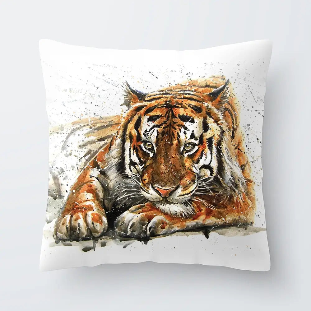 Tiger Paint Splash Cushion Tiger Paint Splash Cushion wall art product Art Print Shop