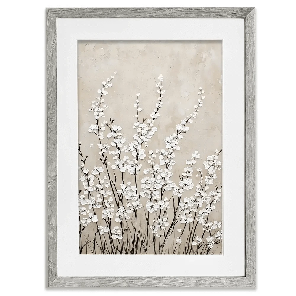 Tiny Ivory Flowers Framed Art Print Tiny Ivory Flowers Framed Art Print wall art product Franklyn Gregory - Independent