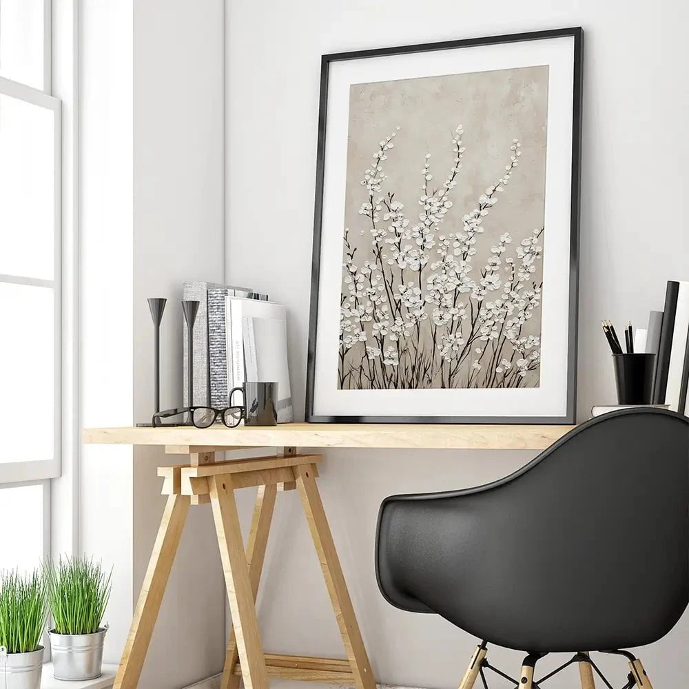Tiny Ivory Flowers Framed Art Print Tiny Ivory Flowers Framed Art Print wall art product Franklyn Gregory - Independent