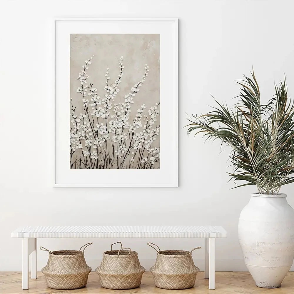 Tiny Ivory Flowers Framed Art Print Tiny Ivory Flowers Framed Art Print wall art product Franklyn Gregory - Independent