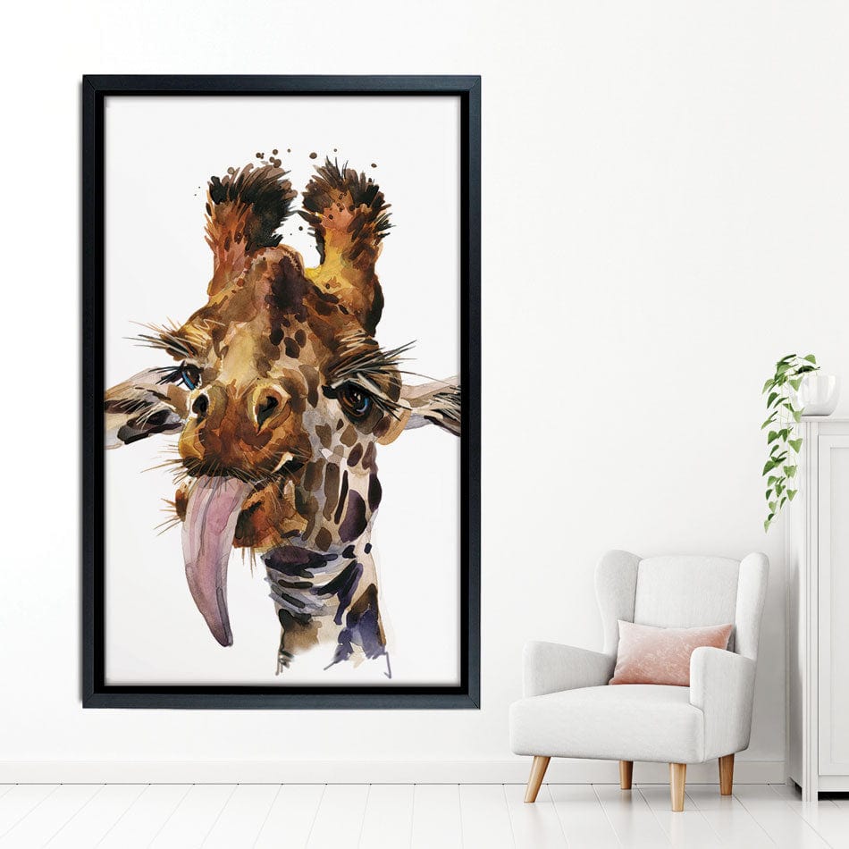 Tongue Out Giraffe Head Canvas Print wall art product Faenkova Elena / Shutterstock