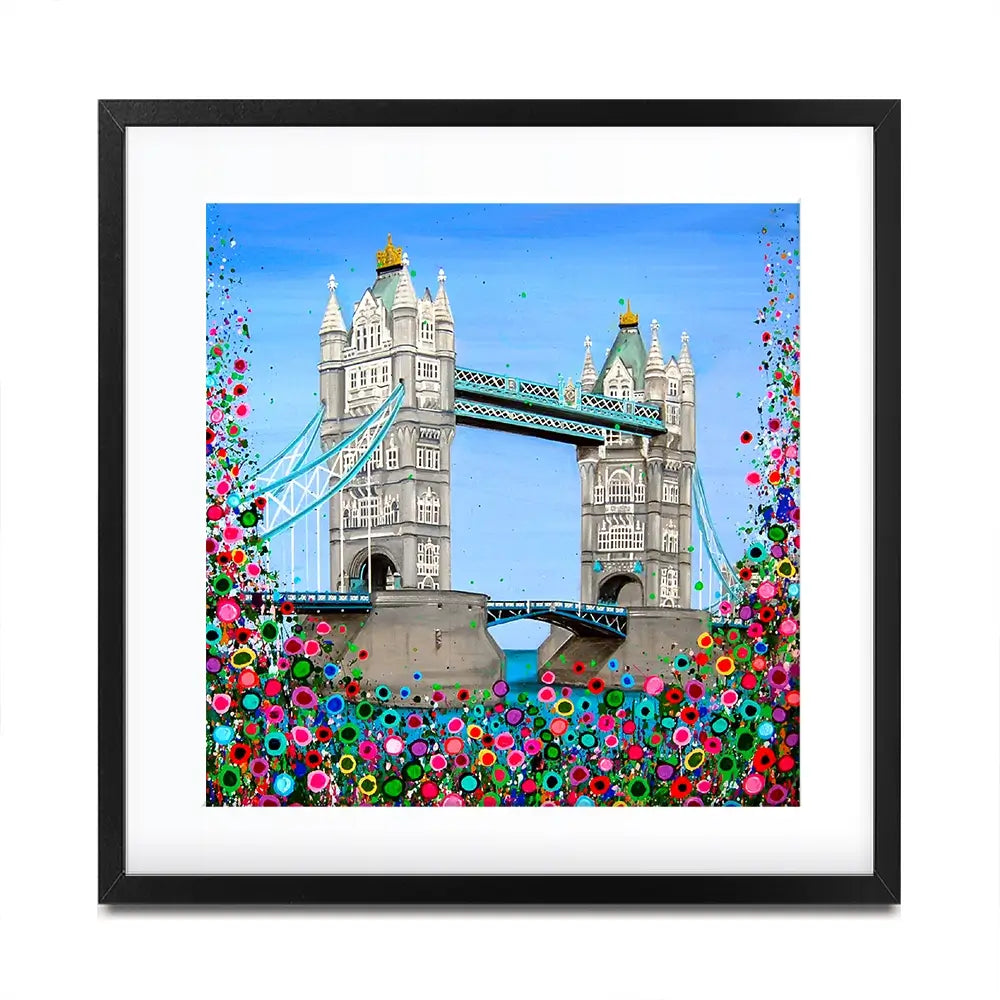 Tower Bridge Floral Square Framed Art Print Tower Bridge Floral Square Framed Art Print wall art product Jo Gough