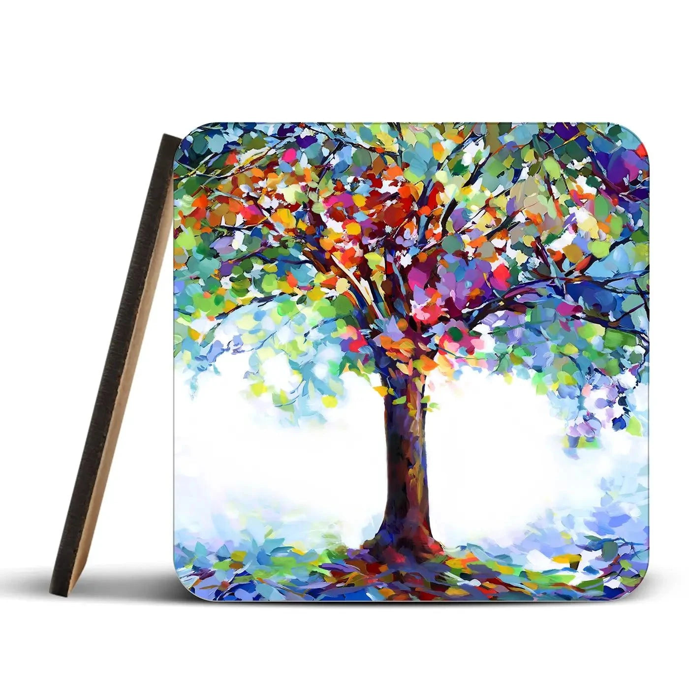Tree Of Joy And Serenity Coaster Set Rainbow Soul Tree Coaster Set | Rainbow Soul Tree Art Coasters wall art product Leon Devenice