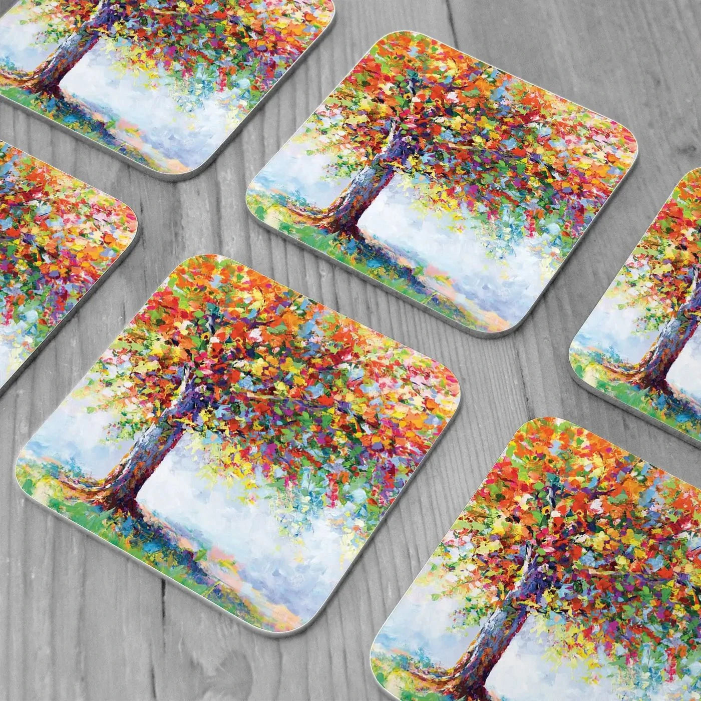 Tree Of Life Coaster Set Rainbow Soul Tree Coaster Set | Rainbow Soul Tree Art Coasters wall art product Leon Devenice
