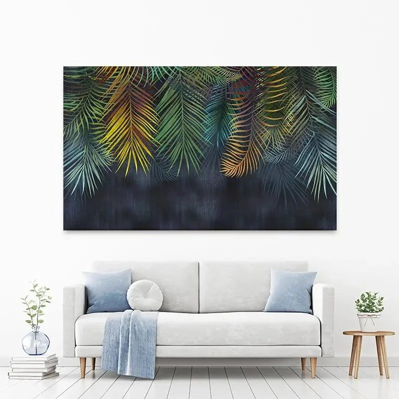 Tropical Hanging Leaves Canvas Print Tropical Hanging Leaves Canvas Print wall art product Katrine_arty / Shutterstock