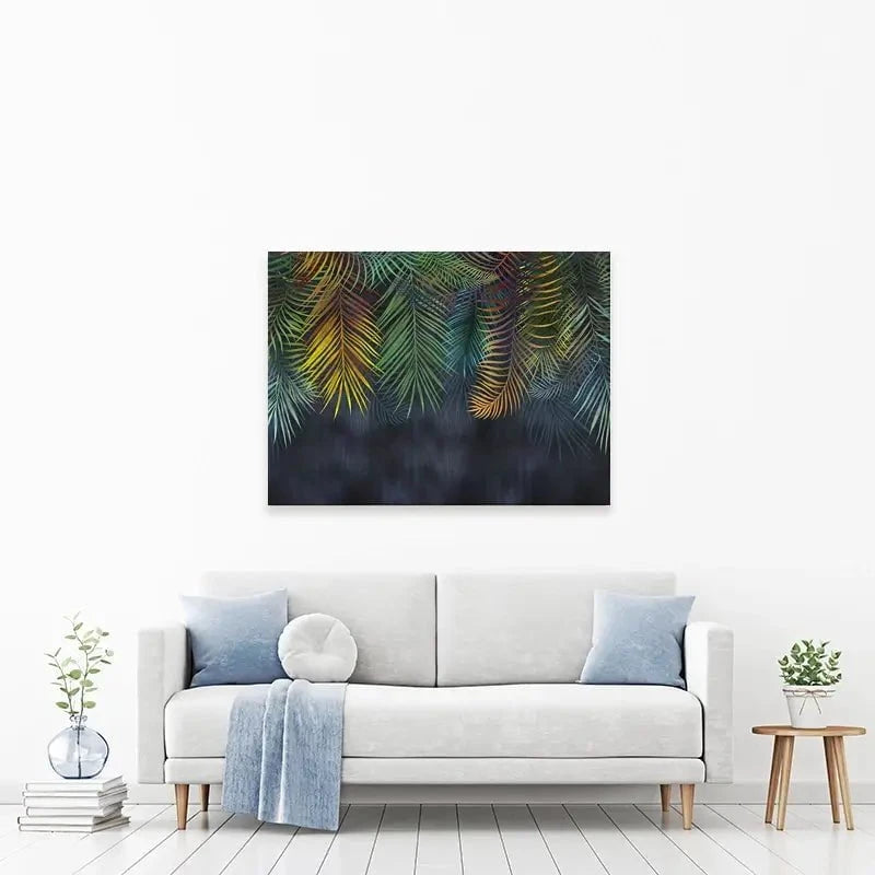 Tropical Hanging Leaves Canvas Print Tropical Hanging Leaves Canvas Print wall art product Katrine_arty / Shutterstock