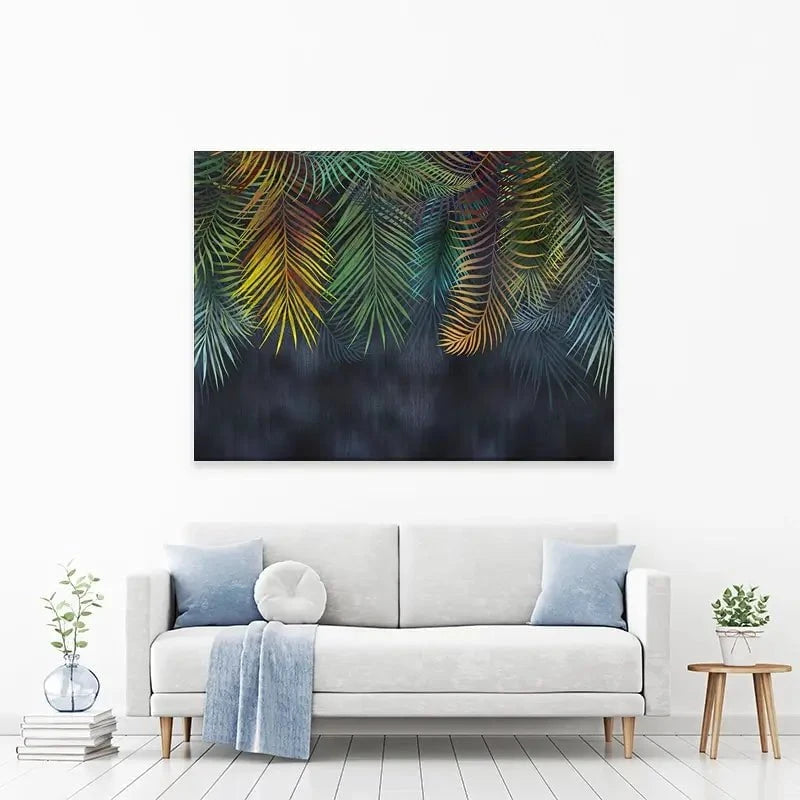 Tropical Hanging Leaves Canvas Print Tropical Hanging Leaves Canvas Print wall art product Katrine_arty / Shutterstock