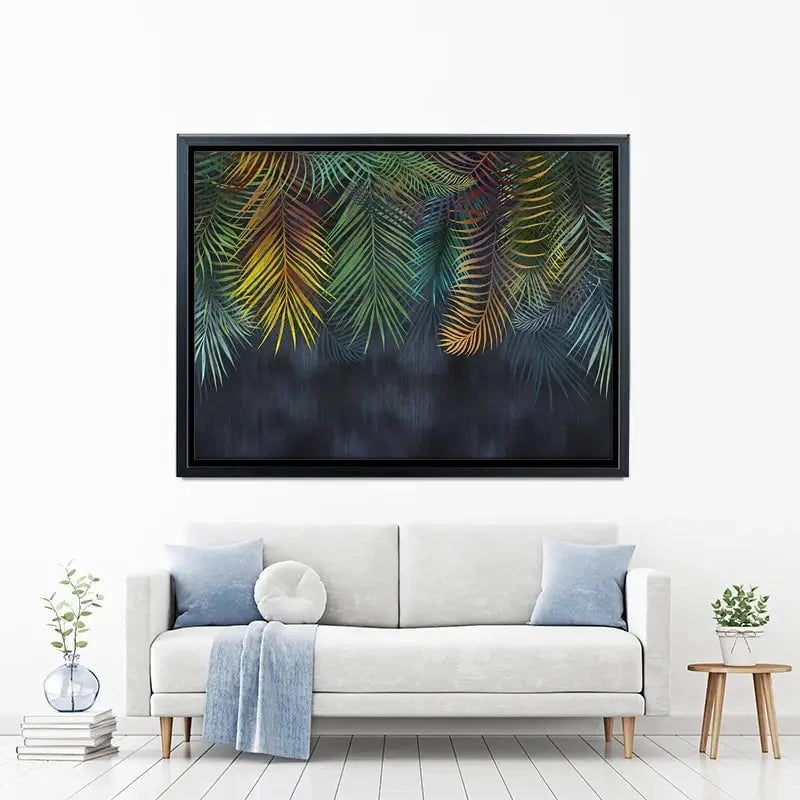 Tropical Hanging Leaves Canvas Print Tropical Hanging Leaves Canvas Print wall art product Katrine_arty / Shutterstock