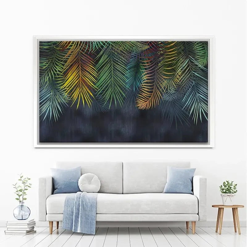Tropical Hanging Leaves Canvas Print Tropical Hanging Leaves Canvas Print wall art product Katrine_arty / Shutterstock