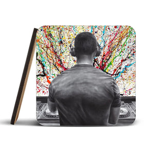 Turn It Up DJ Coaster Set Rainbow Soul Tree Coaster Set | Rainbow Soul Tree Art Coasters wall art product Ashvin Harrison