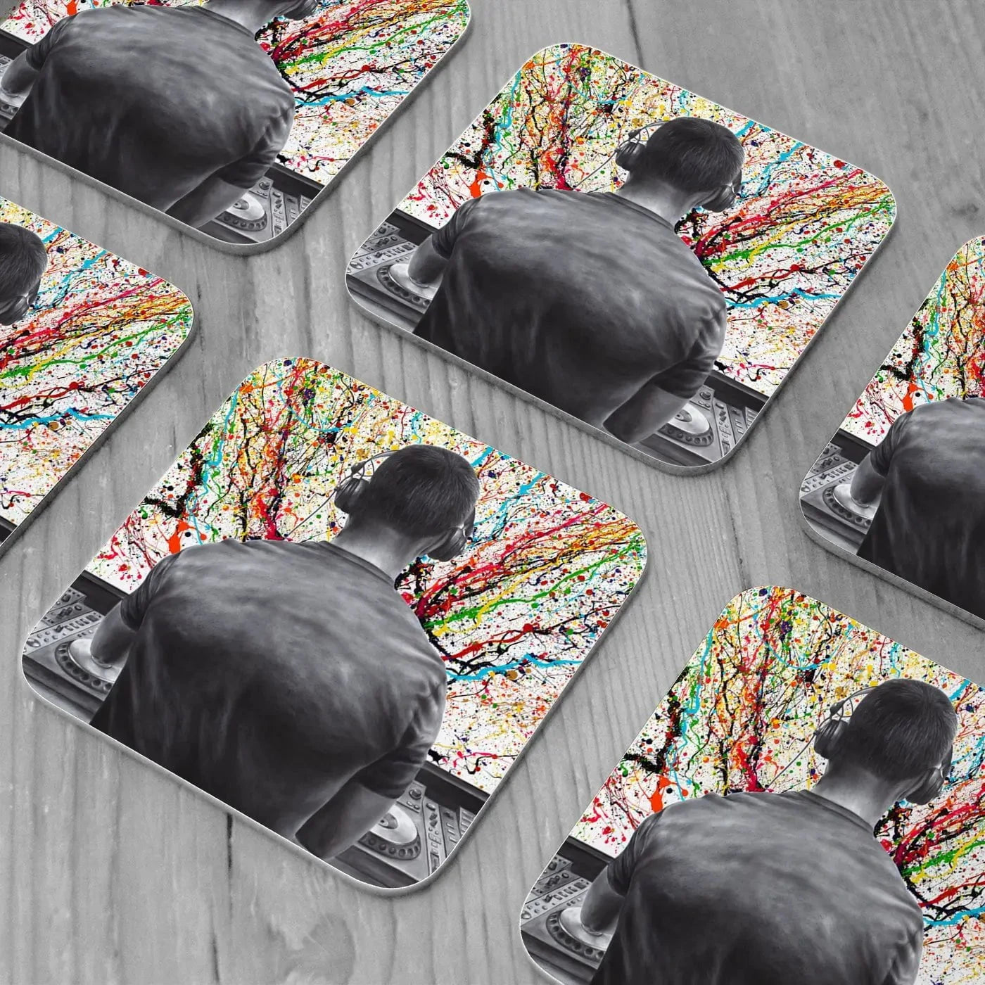 Turn It Up DJ Coaster Set Rainbow Soul Tree Coaster Set | Rainbow Soul Tree Art Coasters wall art product Ashvin Harrison