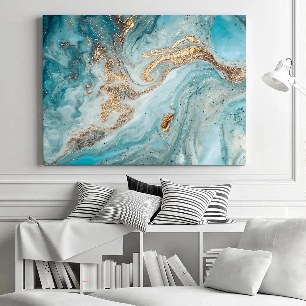 Turquoise Marble Canvas Print Turquoise Marble Canvas Print wall art product CARACOLLA / Shutterstock