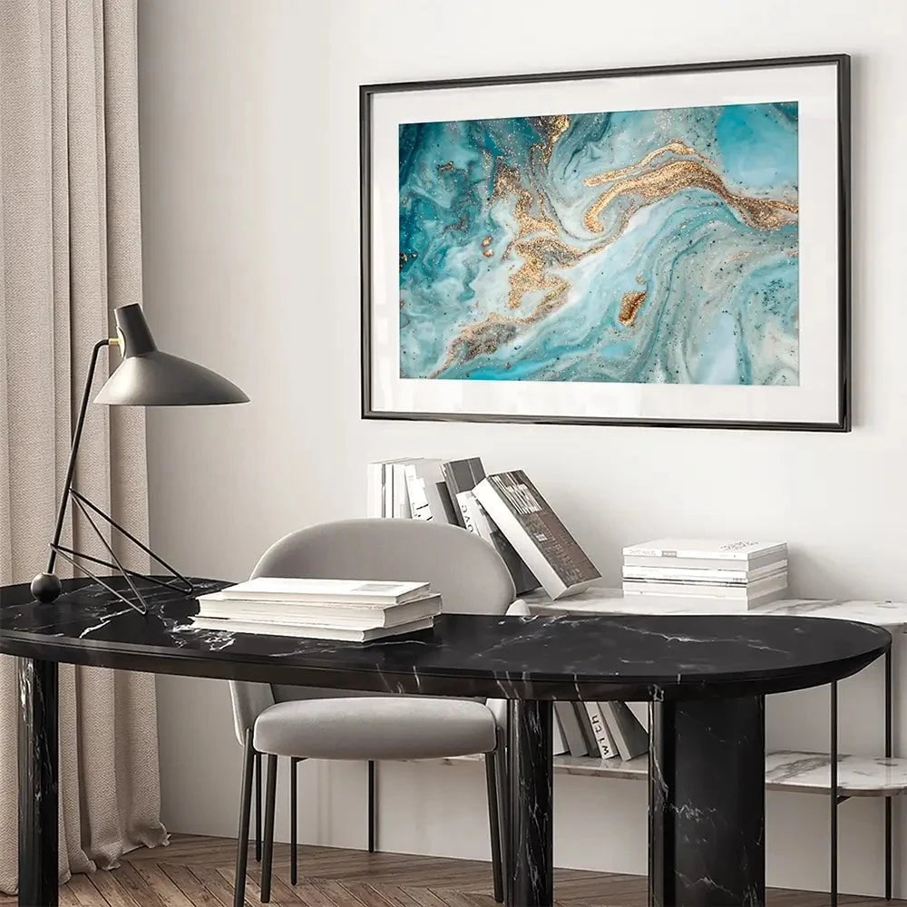 Turquoise Marble Framed Art Print Turquoise Marble Framed Art Print wall art product CARACOLLA / Shutterstock