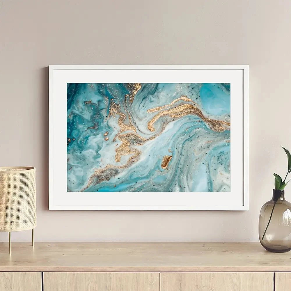 Turquoise Marble Framed Art Print Turquoise Marble Framed Art Print wall art product CARACOLLA / Shutterstock