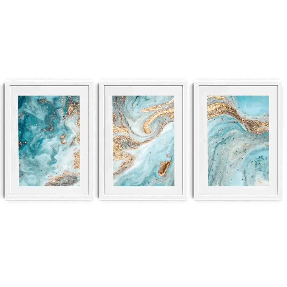 Turquoise Marble Framed Art Print Trio Turquoise Marble Framed Art Print Trio wall art product CARACOLLA / Shutterstock