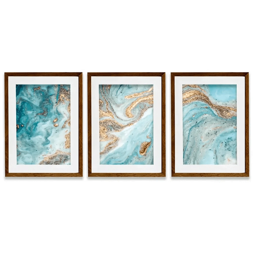 Turquoise Marble Framed Art Print Trio Turquoise Marble Framed Art Print Trio wall art product CARACOLLA / Shutterstock