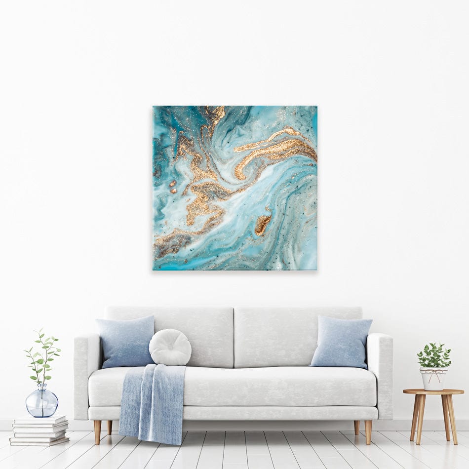 Turquoise Marble Square Canvas Print wall art product CARACOLLA / Shutterstock