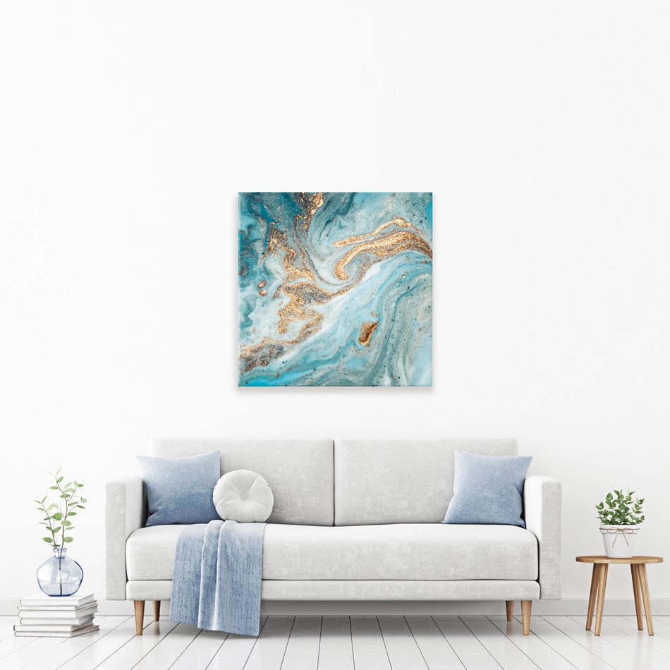 Turquoise Marble Square Canvas Print wall art product CARACOLLA / Shutterstock