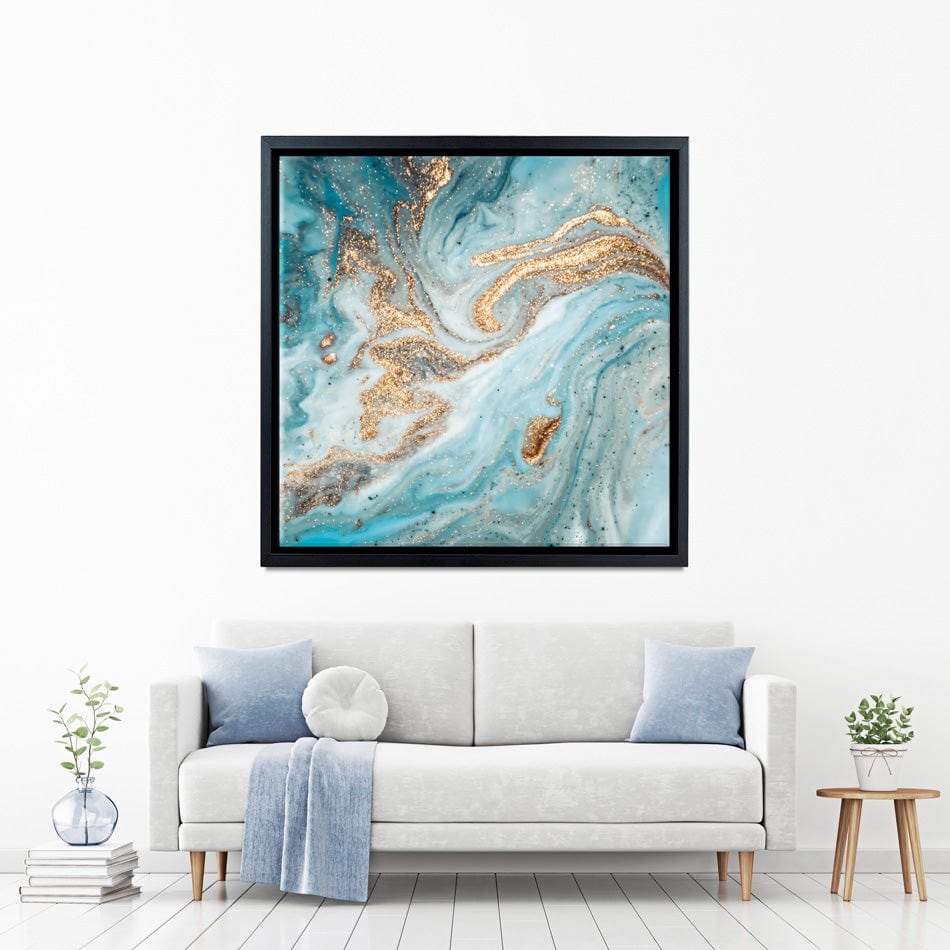 Turquoise Marble Square Canvas Print wall art product CARACOLLA / Shutterstock