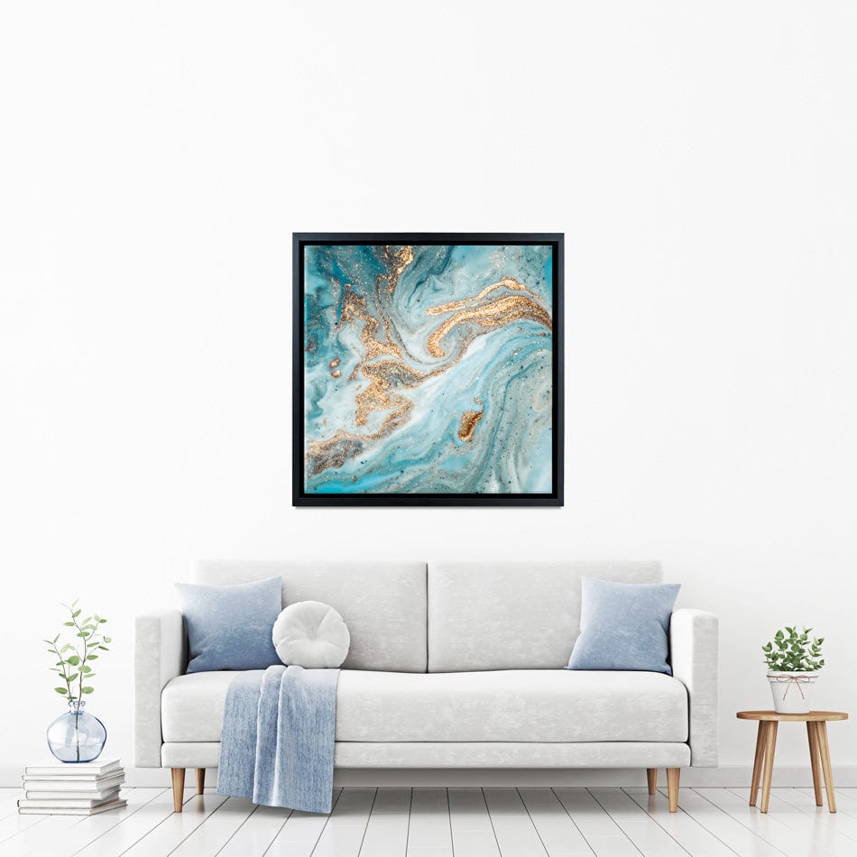 Turquoise Marble Square Canvas Print wall art product CARACOLLA / Shutterstock
