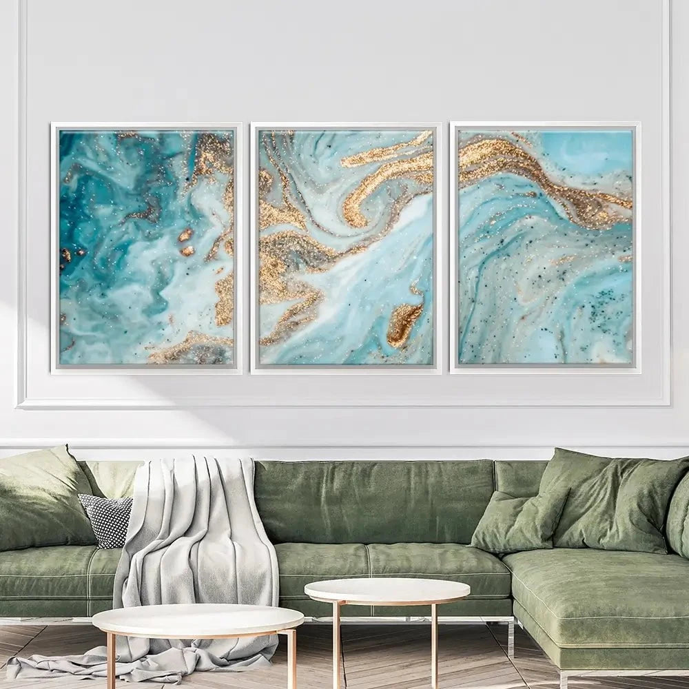 Turquoise Marble Trio Canvas Print Turquoise Marble Trio Canvas Print wall art product CARACOLLA / Shutterstock