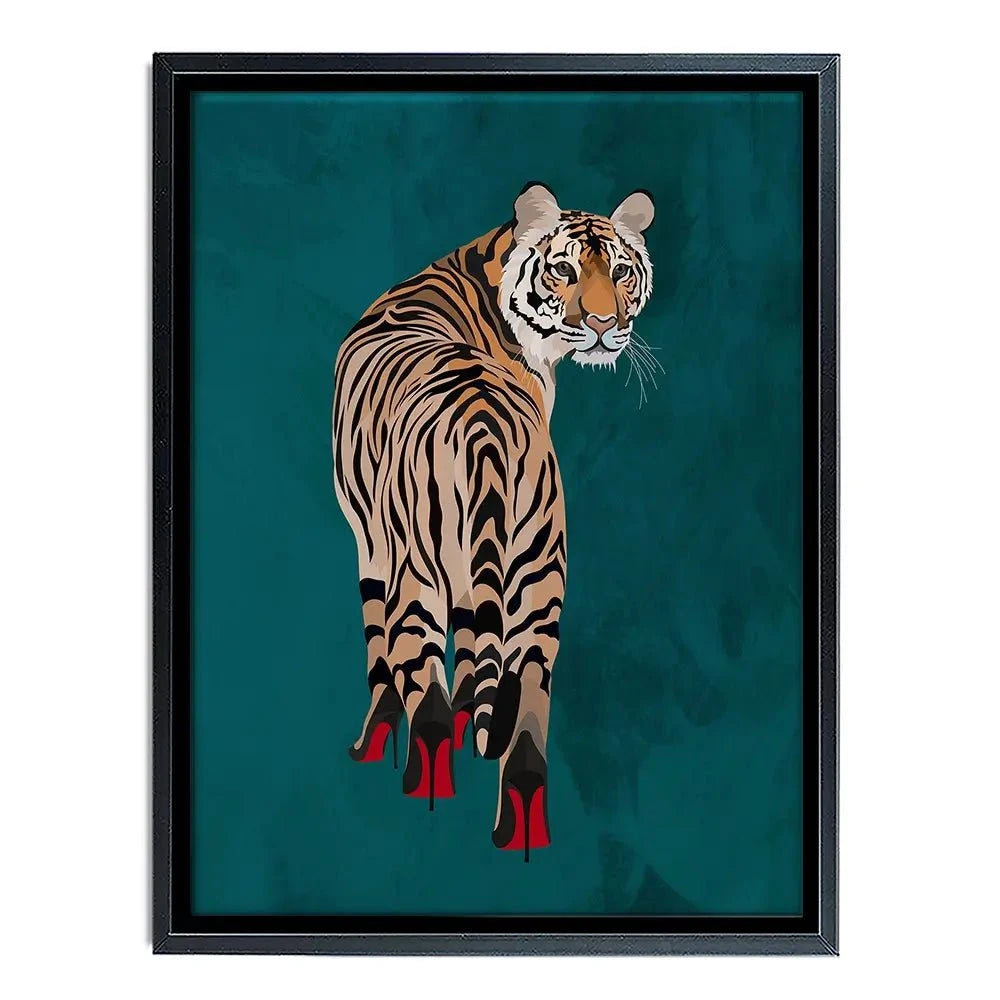 Turquoise Tiger Wearing Heels Canvas Print Turquoise Tiger Wearing Heels Canvas Print wall art product Sarah Manovski