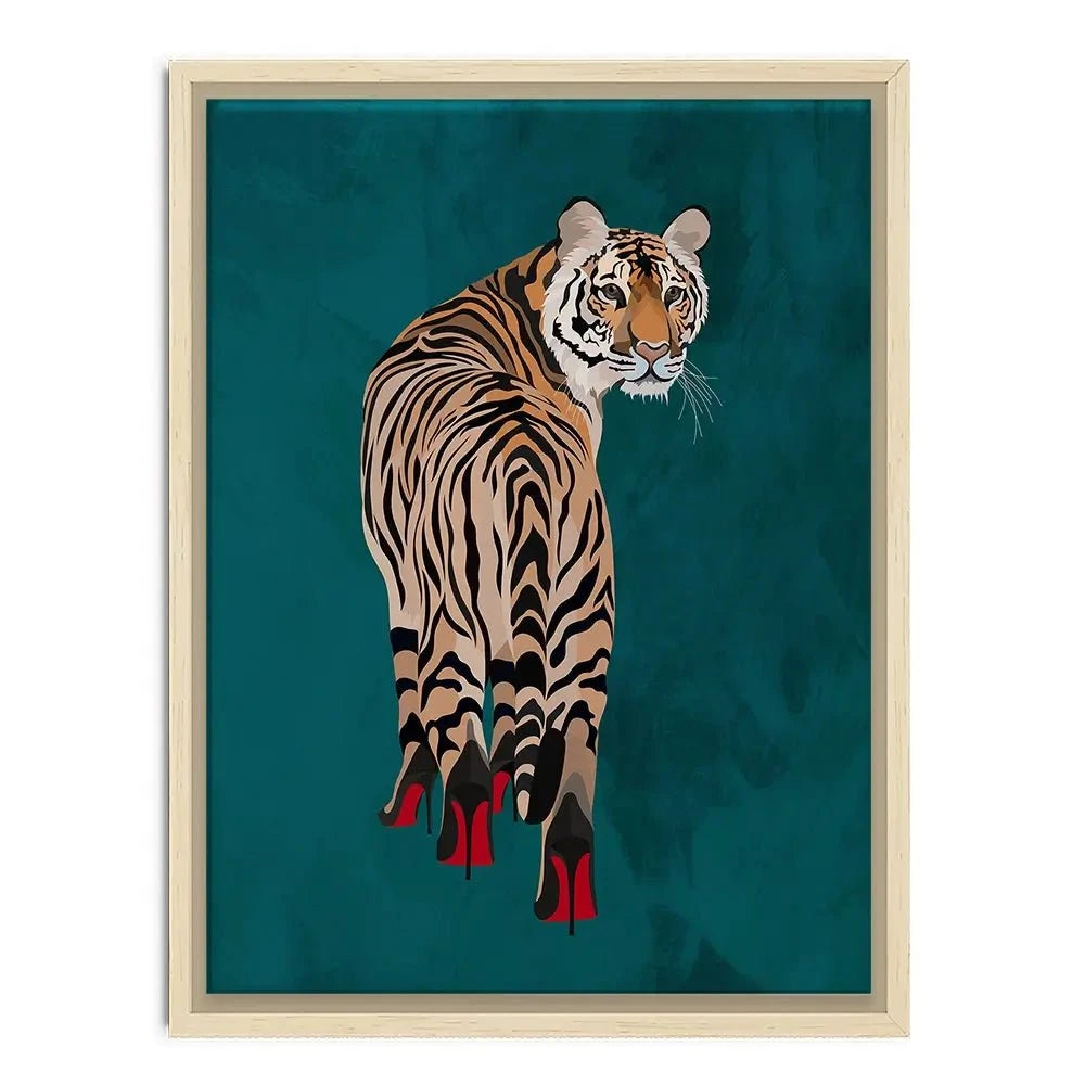 Turquoise Tiger Wearing Heels Canvas Print Turquoise Tiger Wearing Heels Canvas Print wall art product Sarah Manovski
