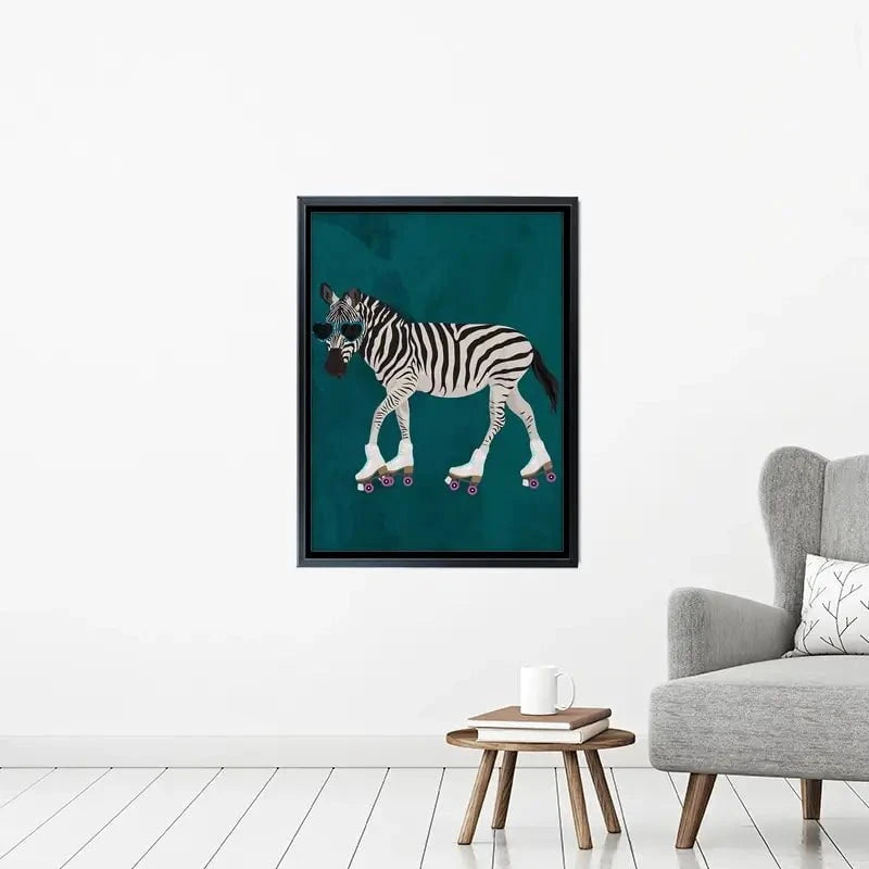 Turquoise Zebra Roller Skating Canvas Print Turquoise Zebra Roller Skating Canvas Print wall art product Sarah Manovski