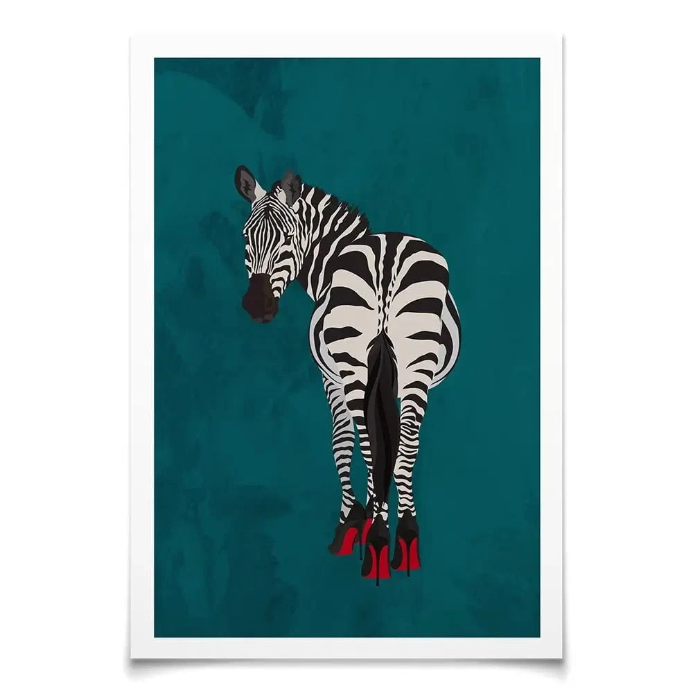 Turquoise Zebra Wearing Heels Art Print Turquoise Zebra Wearing Heels Art Print wall art product Sarah Manovski