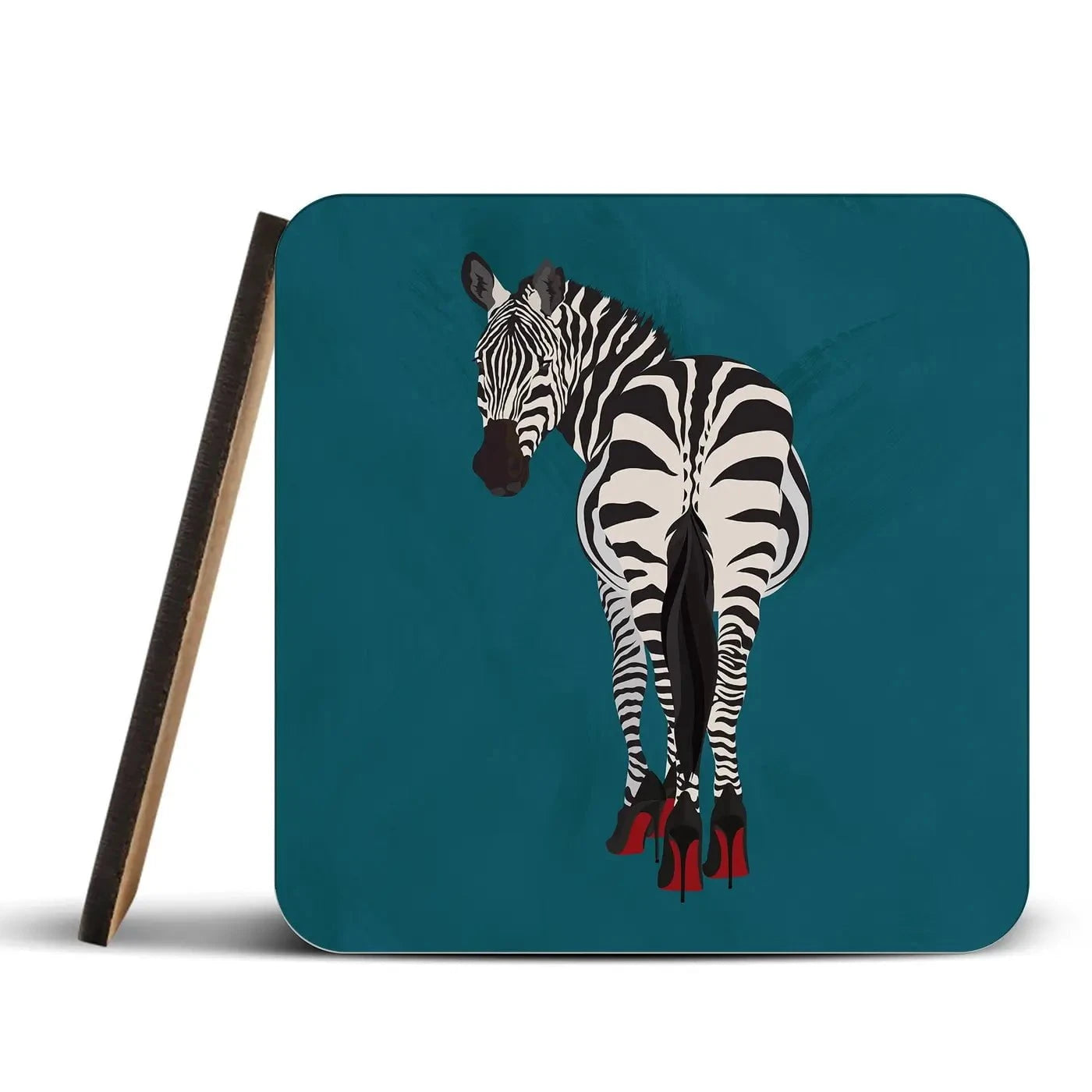 Turquoise Zebra Wearing Heels Coaster Set Rainbow Soul Tree Coaster Set | Rainbow Soul Tree Art Coasters wall art product Sarah Manovski