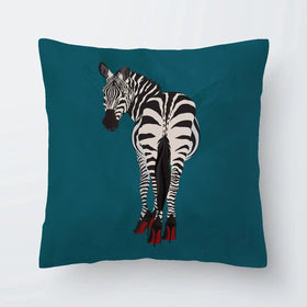 Turquoise Zebra Wearing Heels Cushion Turquoise Zebra Wearing Heels Cushion wall art product Sarah Manovski