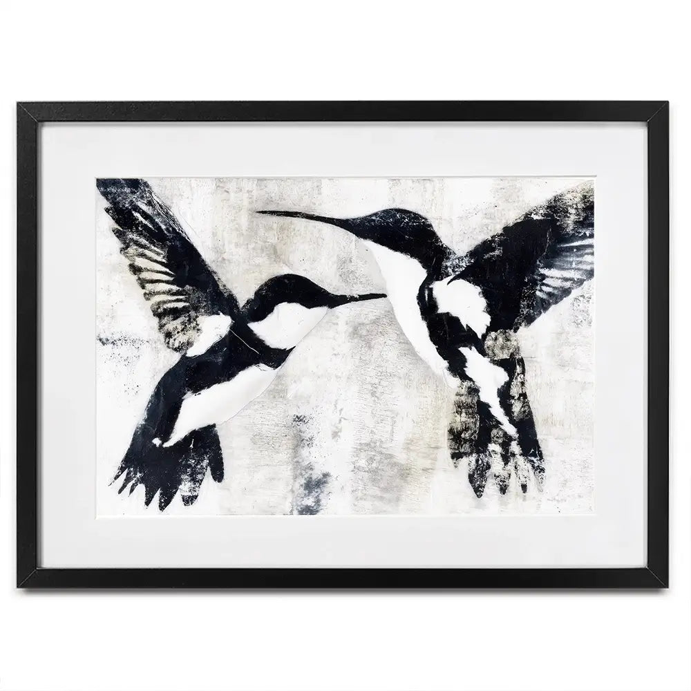 Two Birds In Flight Framed Art Print Two Birds In Flight Framed Art Print wall art product Chromatic Storm Studio